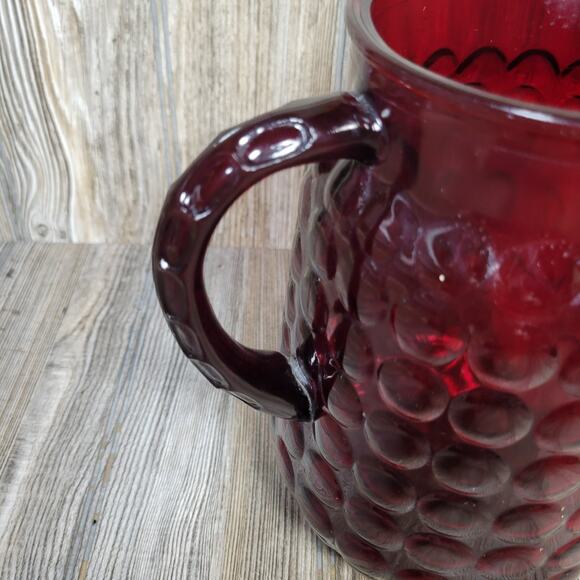 Vintage Ruby Red Bubble Pitcher, Anchor Hocking 64 oz - Picture 5 of 6